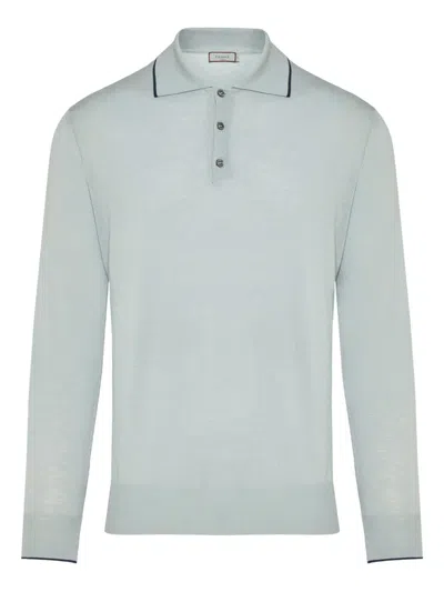 Canali Long Sleeve Polo Shirt In Blue
