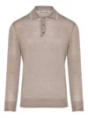 Canali Long Sleeve Polo Shirt In Brown