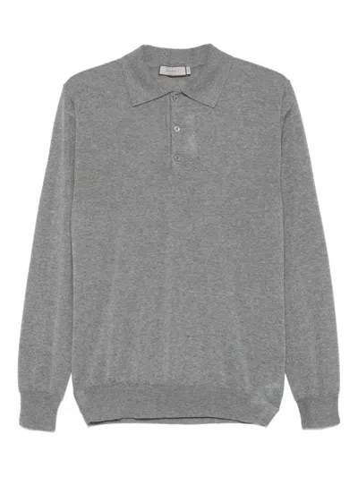 Canali Long-sleeve Polo Shirt In Gray