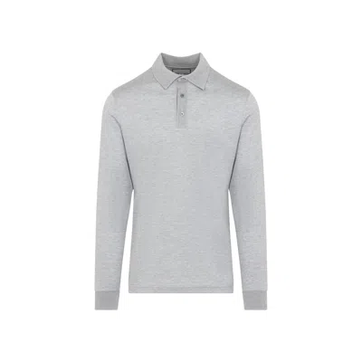 Canali Long Sleeve Polo Shirt In Gray