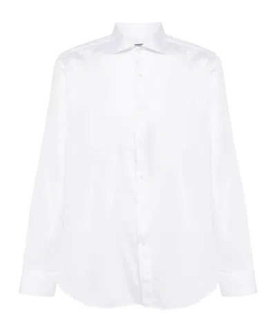 Canali Cutaway-collar Cotton Shirt In White