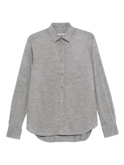 Canali Long-sleeve Wool Shirt In Gray