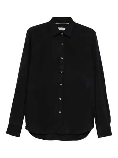 Canali Long-sleeve Wool Shirt In Black