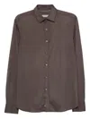Canali Long-sleeve Wool Shirt In Brown