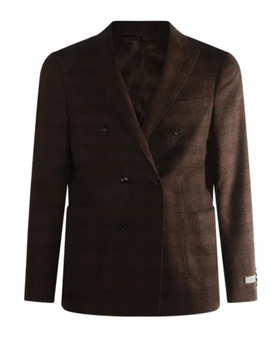 Canali Long-sleeved Blazer In Brown