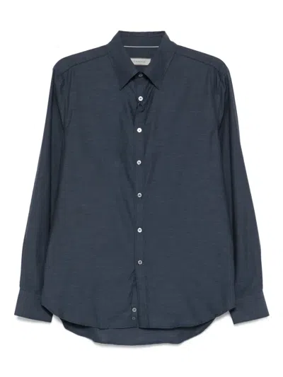 Canali Long-sleeved Button-down Shirt In Blue