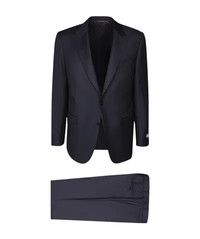 Canali Long-sleeved Coat Belt Ring Trousers Suit In Blue