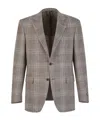 Canali Long-sleeved Plaid Blazer In Gray