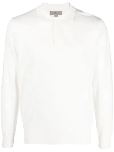 Canali Long-sleeved Polo Jumper In Weiss