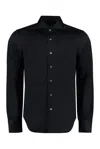 Canali Stretch-cotton Poplin Shirt In Black