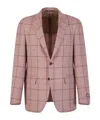 Canali Checked Blazer In Nude
