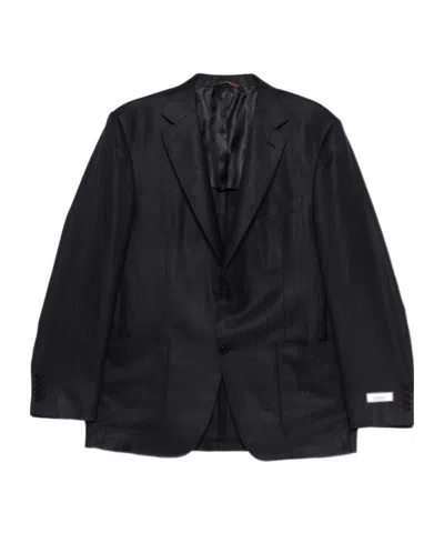Canali Long-sleeved Suit Jacket In Black
