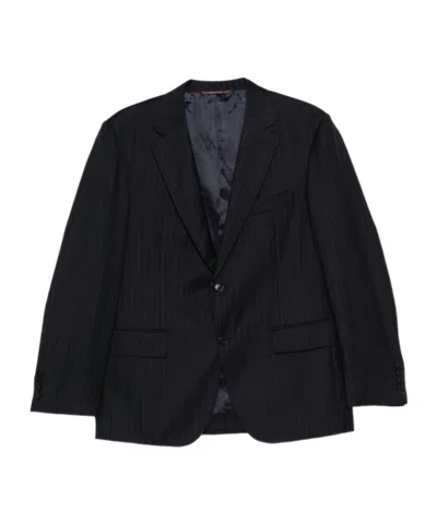 Canali Long-sleeved Suit Jacket In Blue