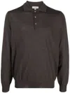 Canali Long-sleeved Wool Polo Shirt In Brown
