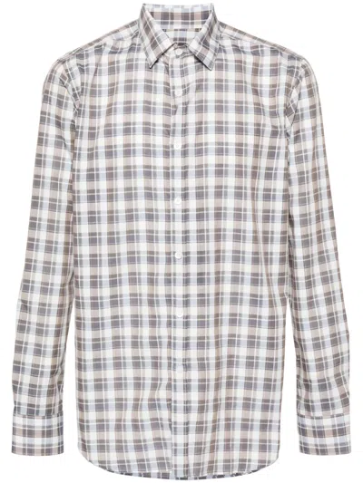 Canali Long-sleeves Checked Shirt In White