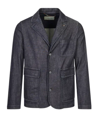 Canali Patch-pocket Denim Jacket In Blue