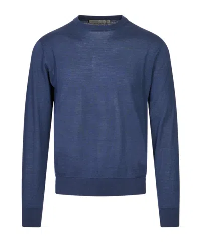Canali Crew-neck Long-sleeve Sweater In Blue