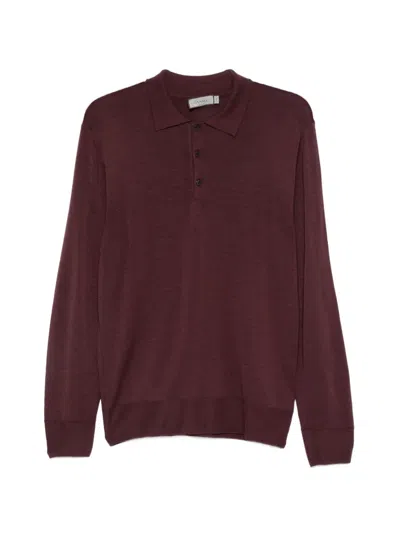 Canali Long-sleeve Polo Shirt In Purple