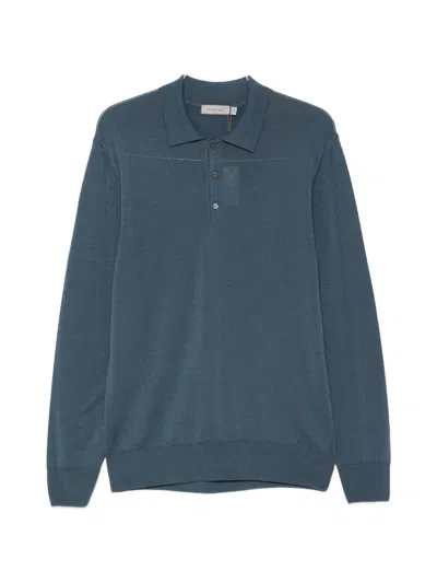 Canali Long-sleeve Polo Sweater In Blue