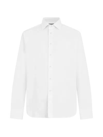 Canali Long-sleeve Spread-collar Shirt In White