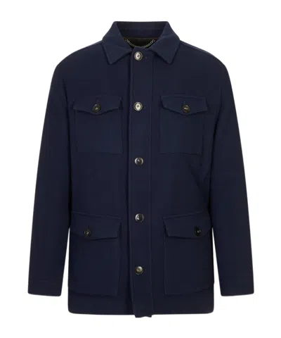 Canali Button-up Multi-pocket Jacket In Blue