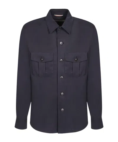 Canali Chest-pockets Shirt Jacket In Blue
