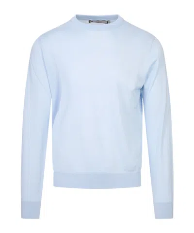 Canali Long-sleeved Knitted Pullover In Blue