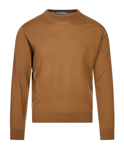 Canali Long-sleeved Knitted Pullover In Brown