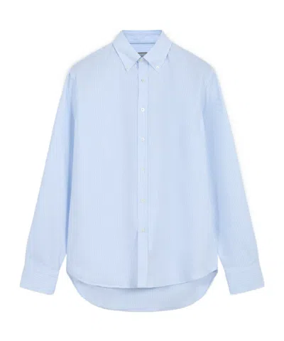 Canali Vertical-stripe Button-down Shirt In Blue