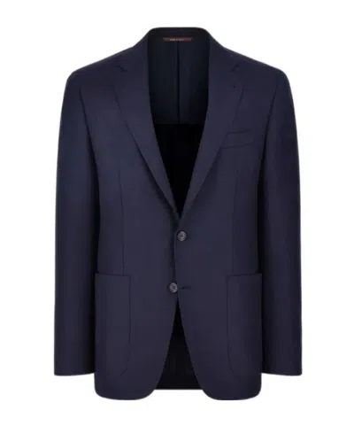 Canali Kei Navy Blue Modern-fit Jacket In Pure Impeccabile Wool