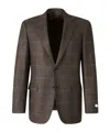 Canali Single-breasted Checked Blazer In Brown