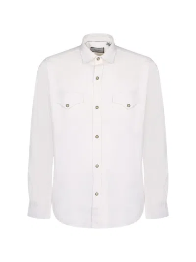Canali Western Pocket Cotton Shirt In White