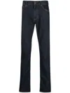 Canali Low-rise Straight-leg Trousers In Blue