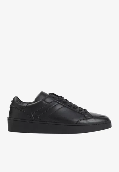 Canali Low-top Leather Sneakers In Black