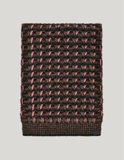 Canali Macro Jacquard Patterned Alpaca And Wool Knit Scarf In Brown