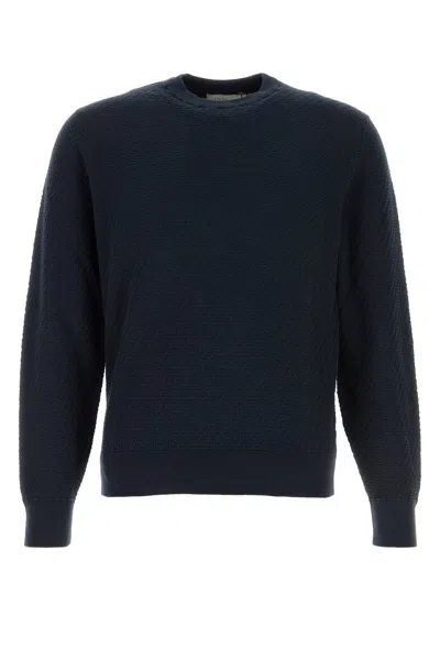 Canali Dark Blue Cotton Blend Sweater