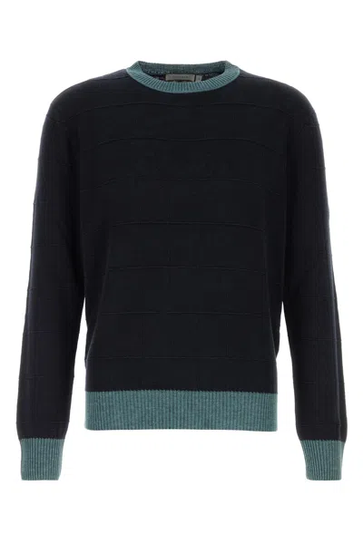 Canali Midnight Blue Linen Blend Sweater In Black
