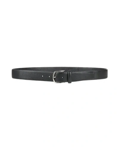 Canali Man Belt Black Size 39.5 Leather
