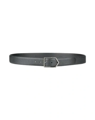 Canali Man Belt Black Size 42 Leather
