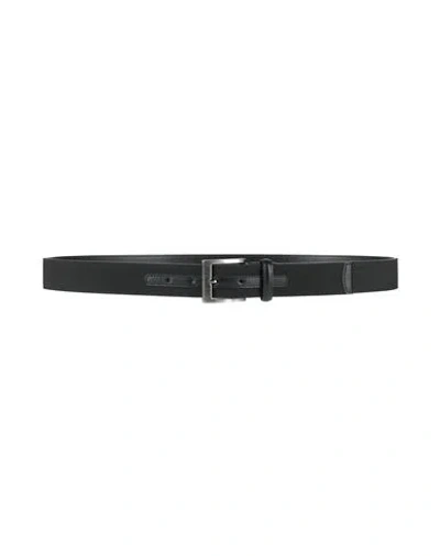 Canali Man Belt Black Size 45.5 Leather, Textile Fibers