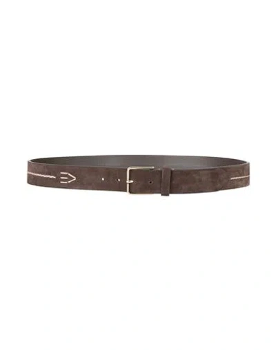 Canali Man Belt Chocolate Brown Size 38 Leather