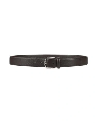 Canali Man Belt Dark Brown Size 36 Leather
