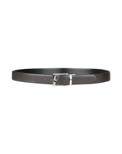 Canali Man Belt Dark Brown Size 43.5 Leather