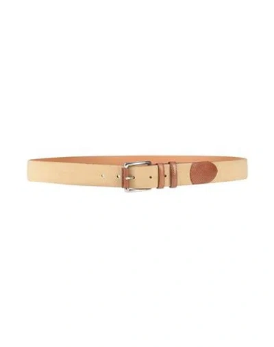 Canali Man Belt Sand Size 43.5 Leather In Beige