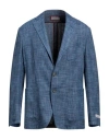 Canali Man Blazer Blue Size 40 Wool, Cotton, Silk, Linen