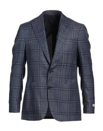 Canali Man Blazer Blue Size 42 Wool, Silk, Linen In Blue