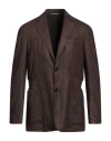 Canali Man Blazer Brown Size 40 Wool, Silk In Brown