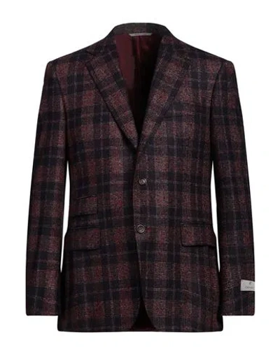 Canali Man Blazer Burgundy Size 40 Alpaca Wool, Wool, Polyamide In Red