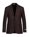 Canali Man Blazer Burgundy Size 40 Wool, Polyamide In Red