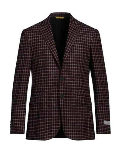 Canali Man Blazer Burgundy Size 40 Wool, Polyamide In Red